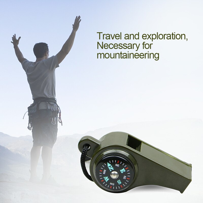 new3 in 1 Multifunction whistle Outdoor Camping Hiking Emergency Survival Gear Whistle Compass Thermometer