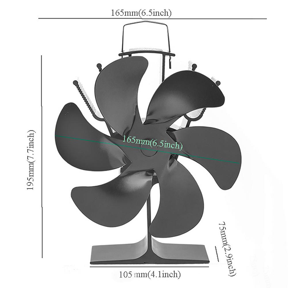 6 Propeller Kachel Fan Aluminiumlegering Stille Efficiënte Warmteverdeling Haard Fan Log Hout Brander Haard Verwarming Ventilator