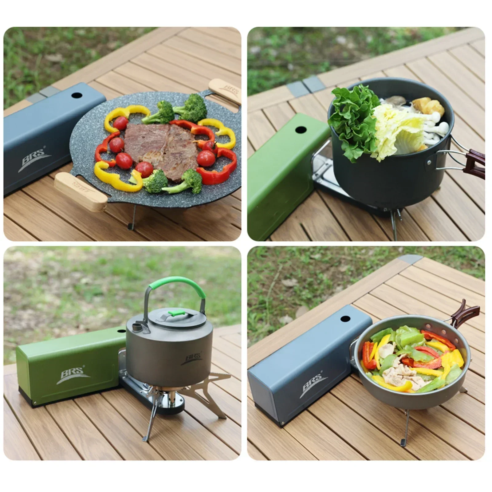 BRS-97 Estufa de Cassette plegable de 3800W, estufa de Gas portátil para acampar, horno de Cassette de acero inoxidable, quemador de Gas, accesorios para acampar