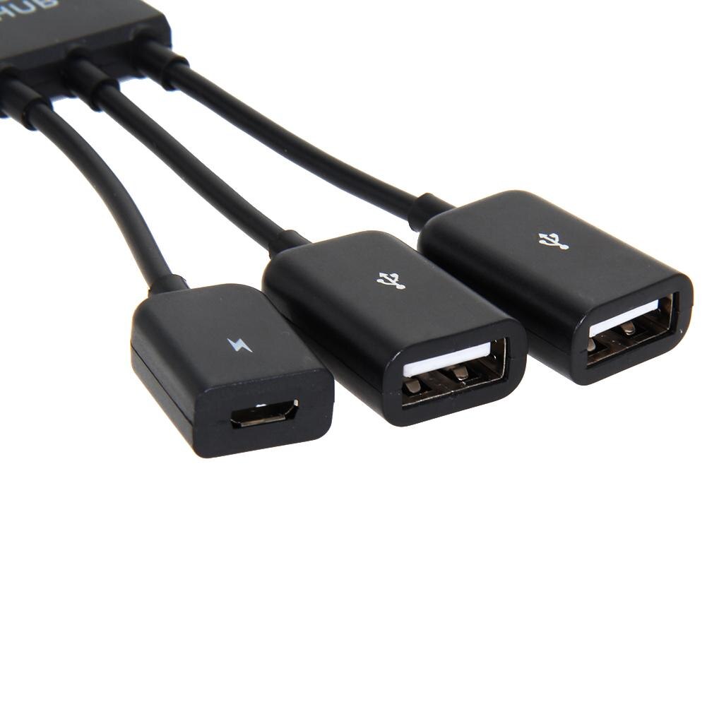 Voor samsung 3- in- 1 mannelijke naar vrouwelijke dubbele micro usb 2.0 host otg hub-adapterkabel voor toetsenbord, muis, kaartlezer, telefoon, tablet voor dell