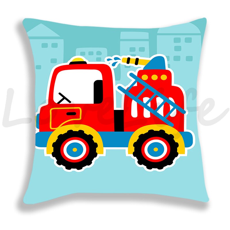 Brandweerwagen/Auto/Graafmachine/Ambulance Print Kussensloop Bank/Slaapkamer Kussenhoes 45*45Cm kussensloop Home Decor Kussensloop Jongens: 6