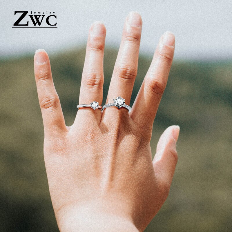 ZWC Neue Kristall Hochzeit Ring für frauen Finger Engagement Zirkon Ring Weiblichen Schmuck Ring Partei 6/7/8/9 Größe