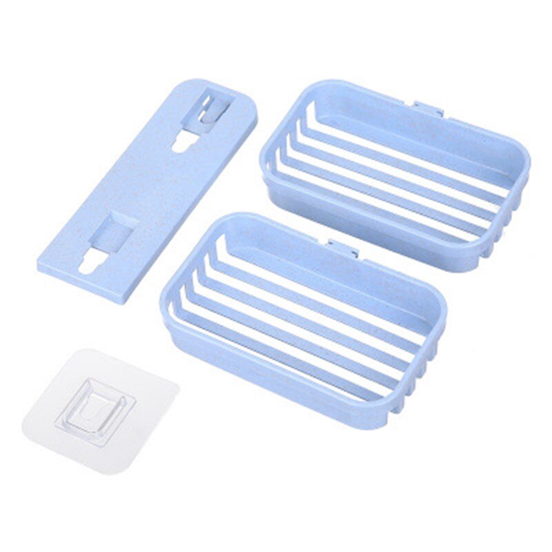 1 Uds caja de jabones soporte de bandeja de jabón de pared para ducha cesta de almacenamiento de doble capa para baño estante de jabón herramientas de cocina