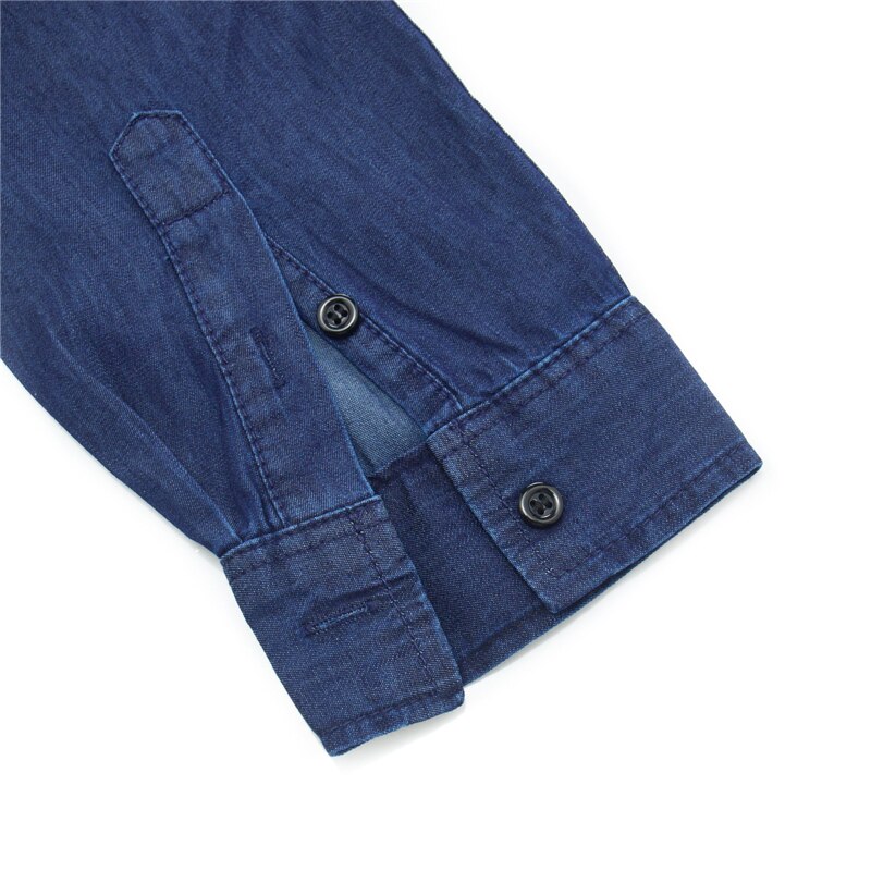 herbst Neue Feste Farbe Denim Shirt für Männer Langarm lässig Geschäft Tasche Arbeit 100% Baumwolle Hemd Männer Kleidung, FM248