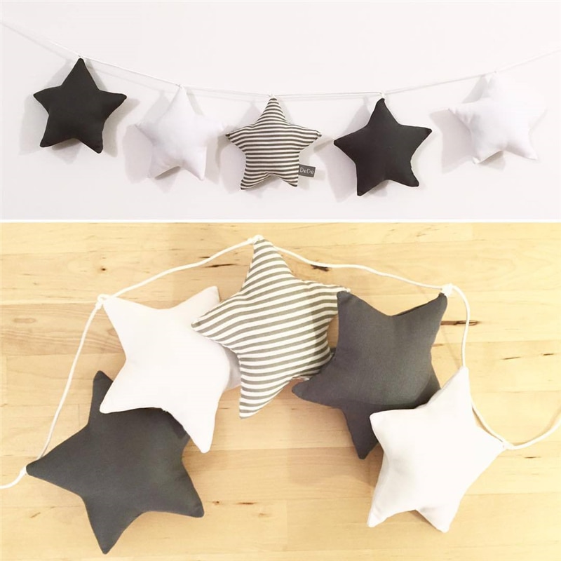 Nordic Babykamer Decoratie Handgemaakte Kwekerij Ster Slingers Kinderkamer Wanddecoraties Fotografie Props Baby Bed Accessoires
