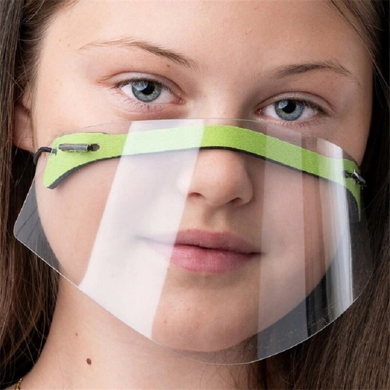 1pc adulte enfant Transparent restauration masques masque Chef cuisine Anti-buée visage masque Anti poussière masque réutilisable réglable visage couverture: Adult green 1pc