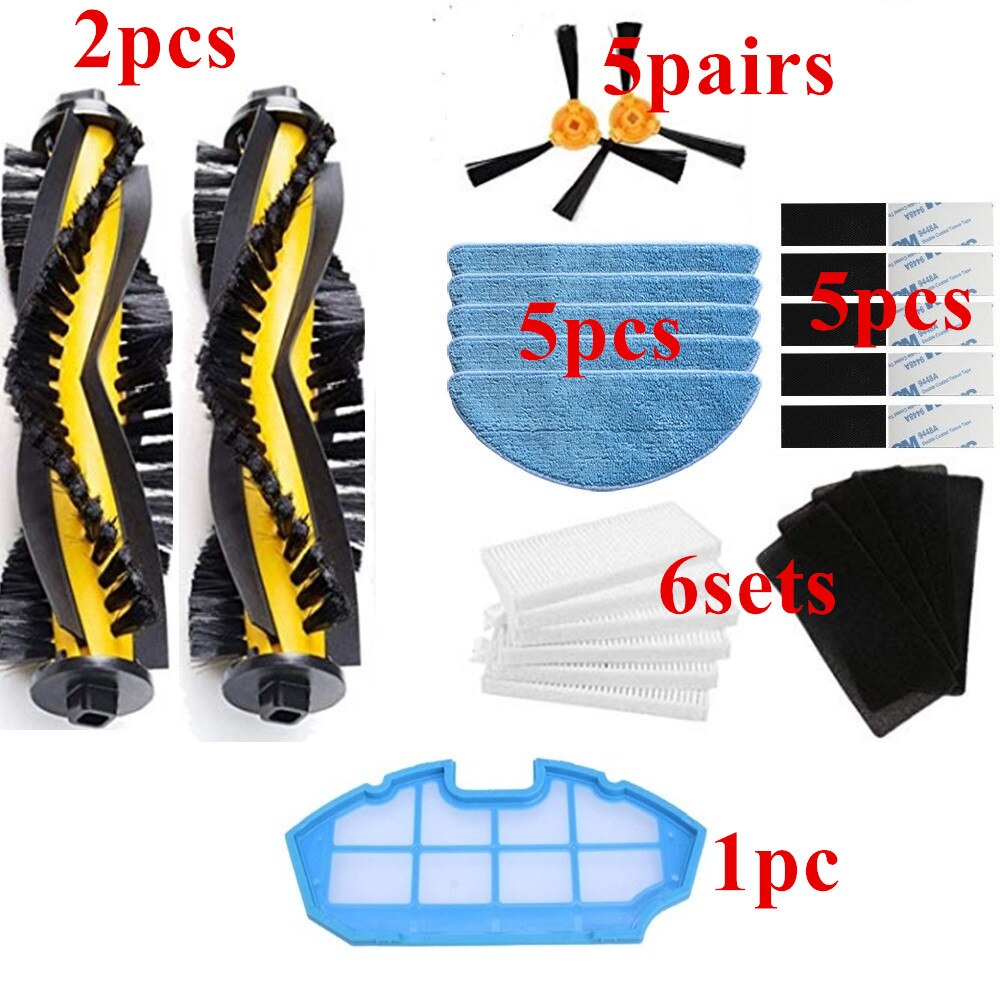 Para Cecotec Conga Excellence 990 5040 Eufy RoboVac 11 11C,D , DEEBOT N79S N79 iboto aqua v710 cepillo de rodillo principal, mopa de filtro: 40pcs