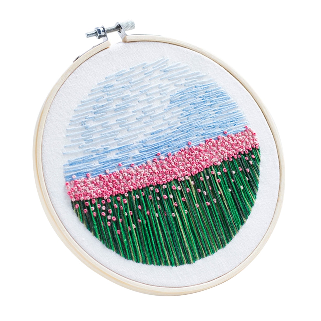 15 x 15cm DIY Cross Stitch Embroidery Starter Kit with Bamboo Embroidery Hoop - Carnation: Carnation