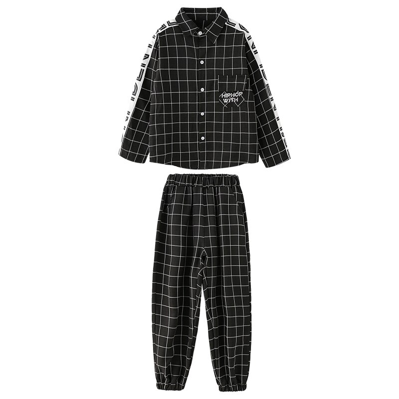 Children'S Hip-Hop Dance Costumes For Kids Boys Lattice Jacket Shirt Hiphop Pants Suit Girls Jazz Street Dance Clothes DQS5795: 170CM