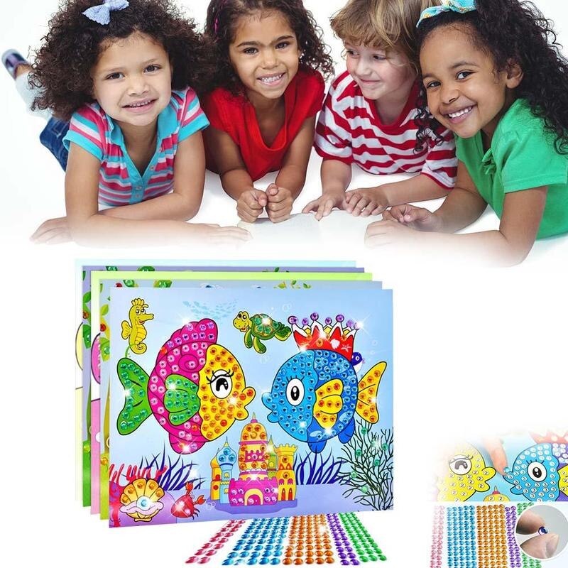 5 Stuks Verschillende Kids Kinderen Kleuterschool Educatief Puzzels Crystal Diamond Mozaïek Sticker Schilderen Diy Ambachten Speelgoed