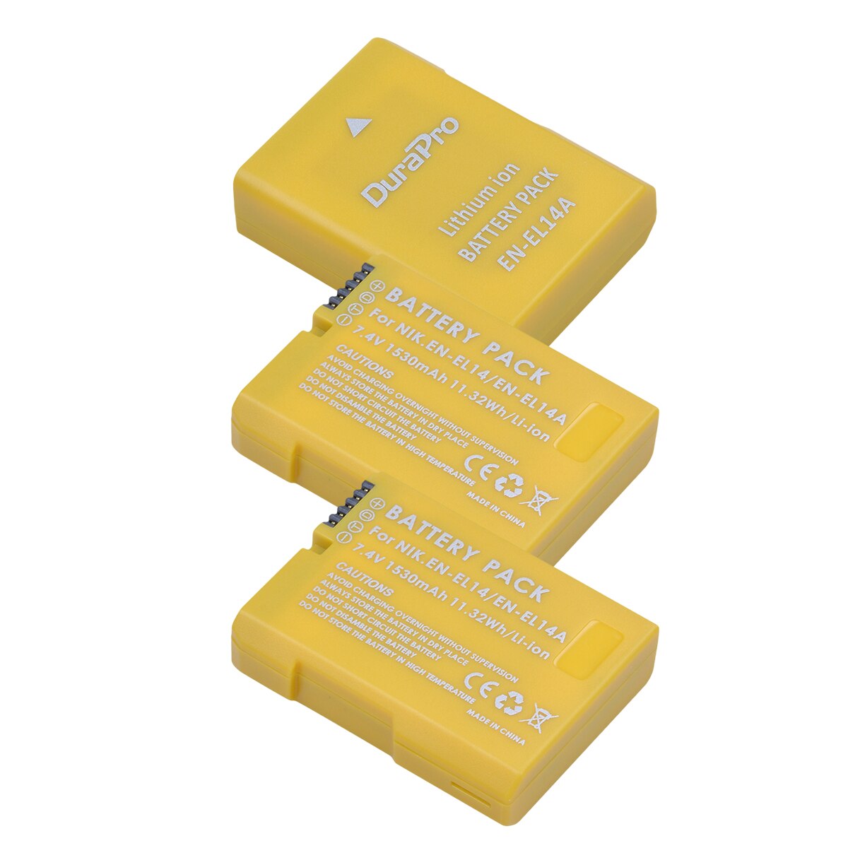 Gult batteri en -el14 en-el14a til nikon en  el14 el14a,  dslr  d5300 d5600 d3300 d5200 d3200 d5100 d5500 coolpix  p7000 p7100: 3x batterier