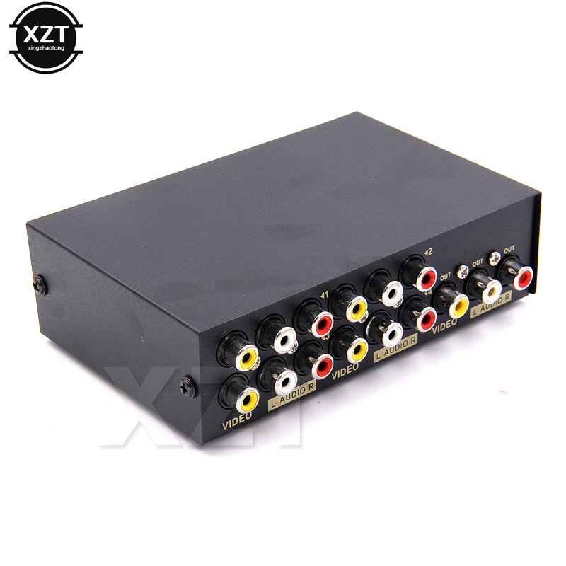 Wysokiej jakości nowy 2 lub 4 lub 8 portów AV Audio Video RCA 4 wejścia 1 wyjście Przełącznik przełącznika Splitter Box dla STB DVD HDTV