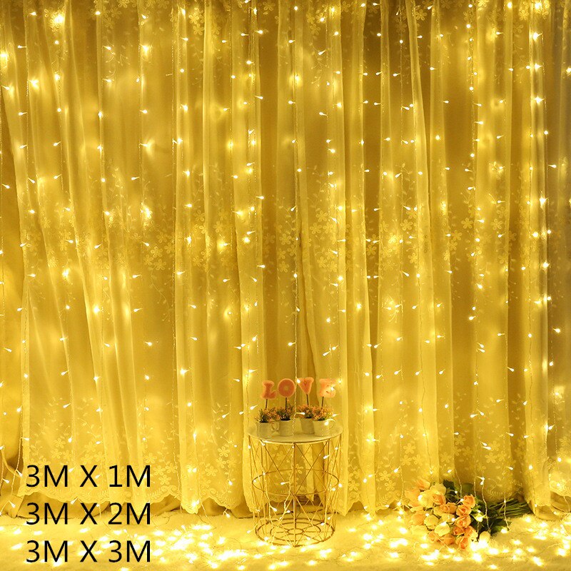 Guirnalda de guirnaldas de luces LED de 3m, lámpara de cortina con Control remoto, cadena de luces USB, adornos navideños para el hogar, dormitorio y ventana