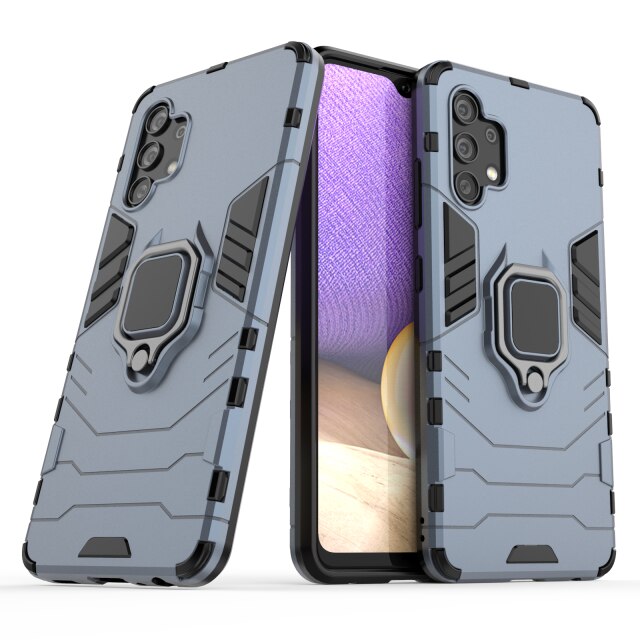 Soporte de Metal a prueba de golpes para Galaxy A32, 5G, armadura de anillo para Samsung Galaxy A32 4G SM-A325F Couqe: For Galaxy A32 5G / Blue