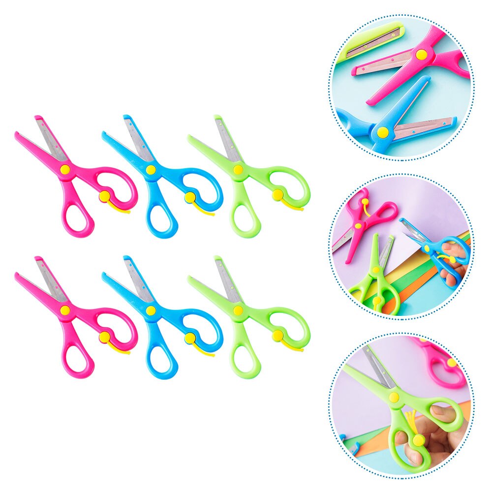6pcs Kids Scissors Office School Craft Scissors Safety Scissors Stationary Accessories