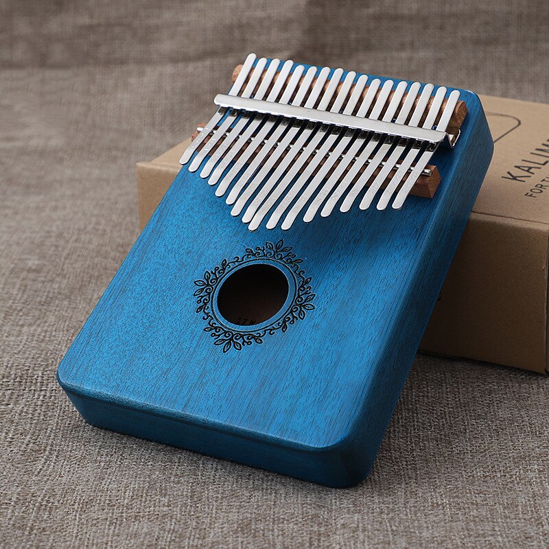 Guanteletes perfectos de 17 teclas, Piano de caoba, kalimba, instrumento Musical para principiantes, Piano de pulgar con accesorio, musical acústico de madera i: Blue flower