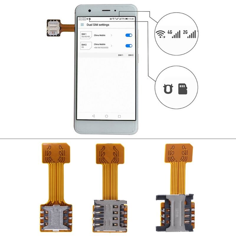3 sizes SD Adapter Hybrid Double Dual SIM Card Micro SD Adapter for Android Phone Extender Nano Mic