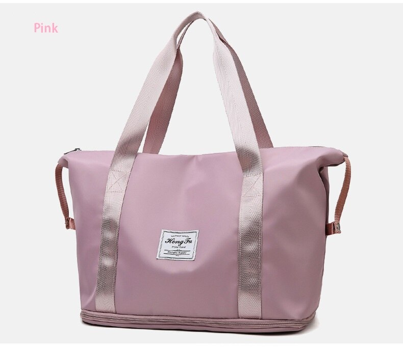 Große Kapazität Reisetasche für Frauen Wasserdichte Oxford Handtasche Doppel Schicht Outdoor Fitness Yoga Taschen Freizeit Sport Geldbörse: Pink