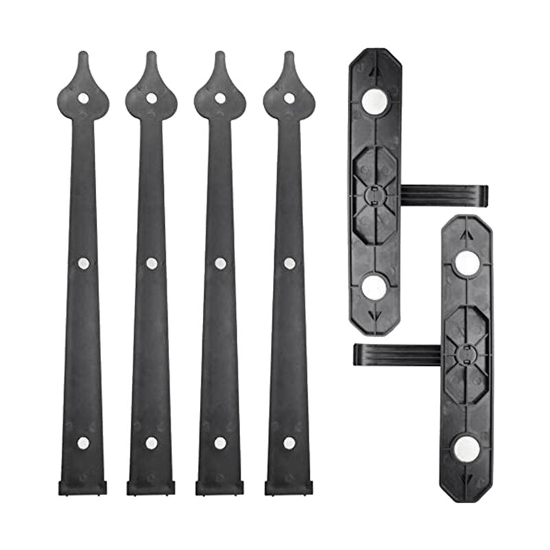 Kit de herrajes decorativos magnéticos para puerta de garaje, 6 piezas, acentos de carro, bisagras de imitación y mango negro