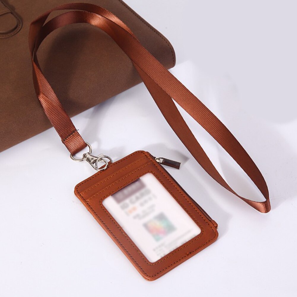 Men Women Adults Kids Leather ID Badge Bus Cards Holder Small Casual Lanyard Credit Card Case Business Organizer Bag: 9