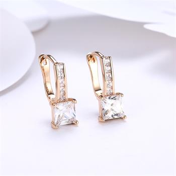 K Gold Zircon Earrings Square Diamond Romantic Earrings Ear Clips Women's Champagne Gold KZCE115-E Mushroom Earrings Best