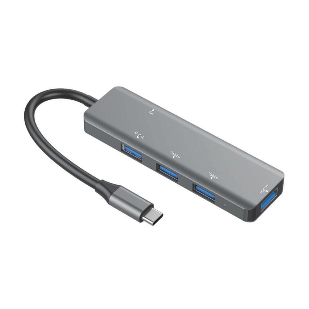 T508 5 in 1 Hub Typ C Zu USB3.0 * 4 + PD Intelligente USB Hub Multi-Hafen Adapter für Laptop Computer Handys Grau: Ursprünglich Titel