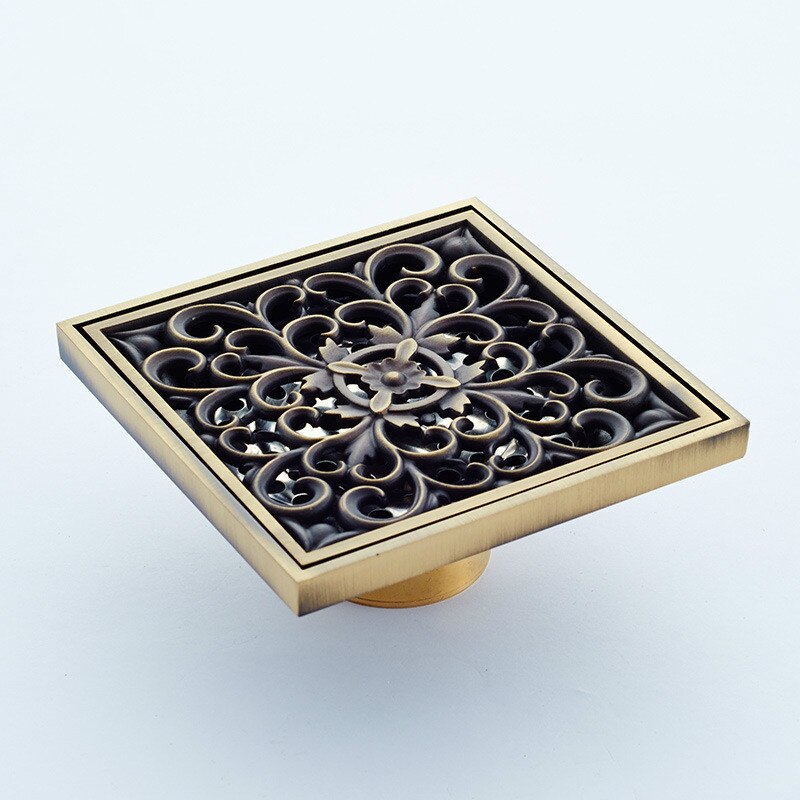 Golvbrunnar antik mässing dusch golvbrunn badrum deodorant euro fyrkantig golvavlopp sil täcka galler avfall  pf92807