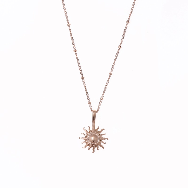 Newest 316L Stainless steel SUN Pendant Necklace Popsocket Vintage Bead Ball Sun Flower Necklace for Woman Beach Girl Best