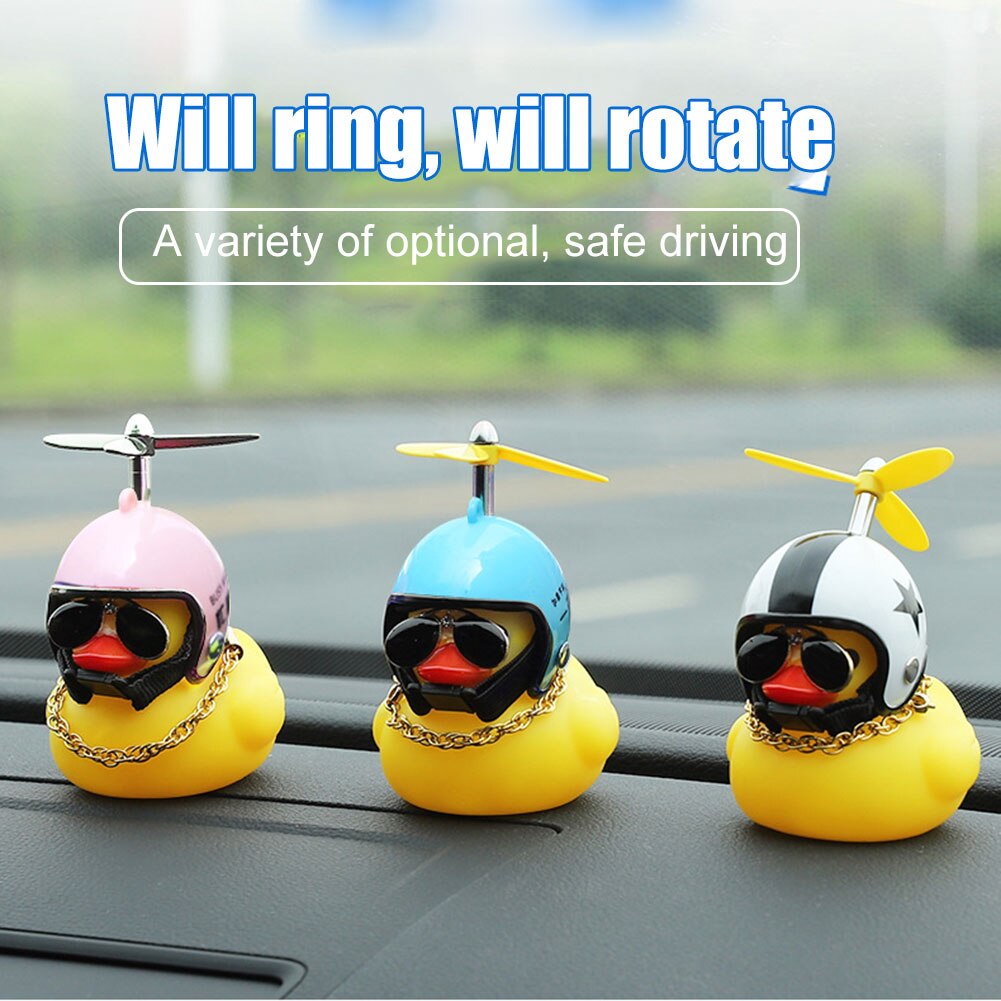 Kleine Gelbe Ente Auto Dekoration Windjacke Entlein mit Helm Auto Zubehör S66