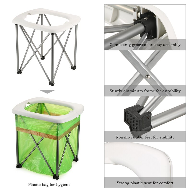Portable Outdoor Toilet Emergency Mobile Seat Camping Toilet Foldable Seat Chair Toilet For Camping Hiking Travel Car