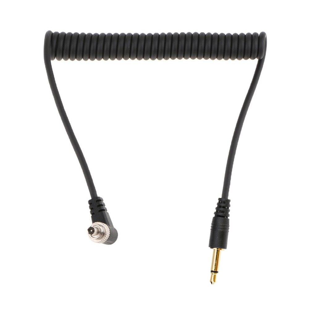 Fjeder pc sync kabel 3.5mm til han blitz stik 30-100cm til fotografering studie lys kamera flash trigger tilbehør