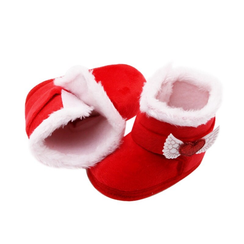 Botas antideslizantes para bebé de 0 a 18M, zapatos de invierno para niño y niña, botas de nieve de algodón con amores, botas de tubo medio