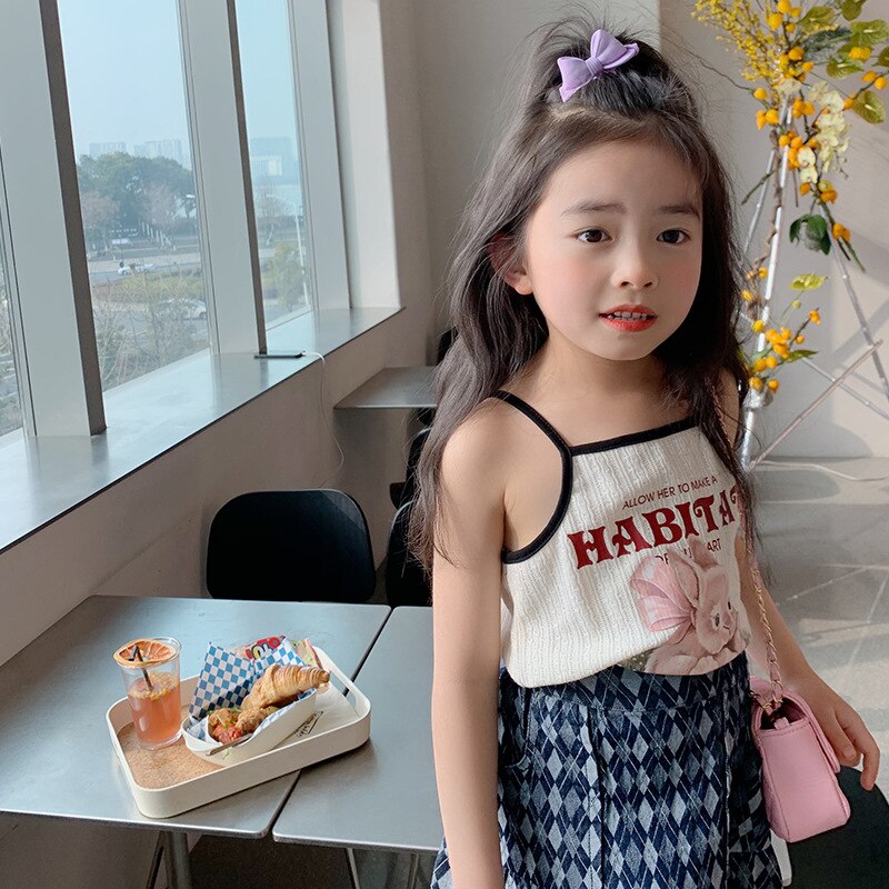 Children's Denim Skirt Girls Spring Summer Korean Plaid Short Skirt Trend