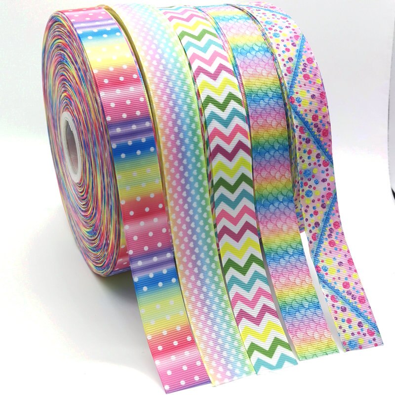 5 meter regenboog cartoon lint grosgrain 25mm doe-het-zelf handgemaakte linten voor haaraccessoires knutselen aangepaste lintdecoratie naaien