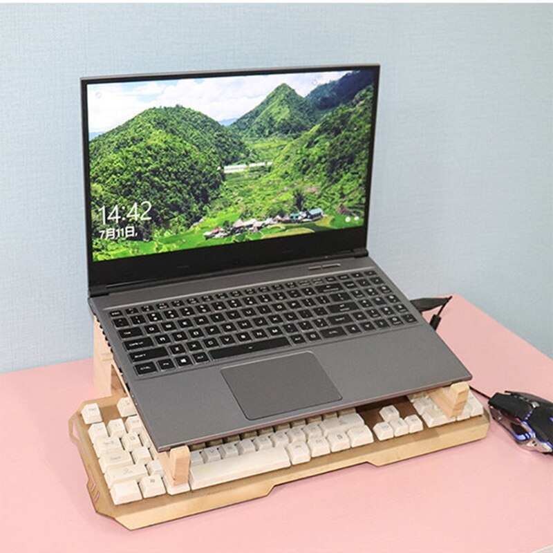 Tablet-ständer aus holz, kühlend, rutschfest, abnehmbarer notebook-halter aus holz für notebooks, laptops, macbook 13 , 15 & #39 ; & #39 ;