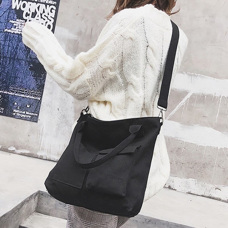 Women Bag Retro Handbags Soft Canvas Bag Large Capacity Women Shopping Bag Casual Hasp Ladies One Shoulder Tote Bags