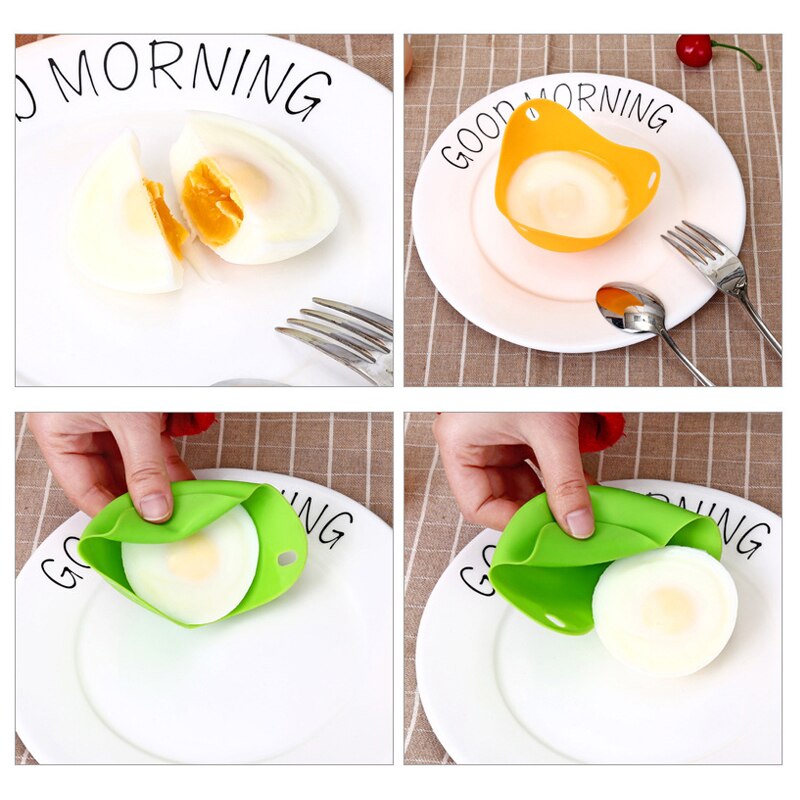 4pc Egg Poachers Silicone Egg Cooker Kitchen Tools Pancake Cookware Steam Eggs Plate Tray Healthy Egg Pancake