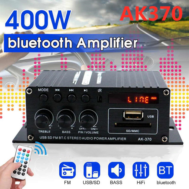 AK380/G8/AK370/AS22/280/AK270/AK170 800W 12V Home Car Hifi Amplificatori di potenza Stereo BASS Audio Altoparlante Classe D Car Home Sound Amp: Black