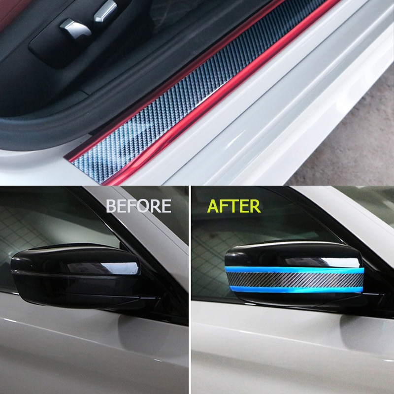 Auto Drempel Bescherming Adhesive Strip Koolstofvezel Auto Drempel Kras Bescherming Bumper Sticker Auto Styling Decoratie