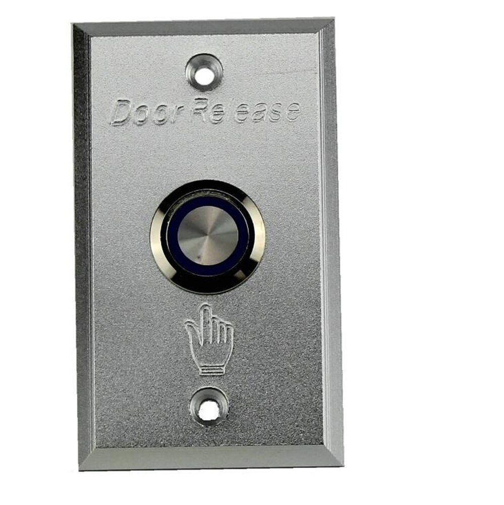 Durable Aluminum Alloy Push Button Switch Exit Button Door Release with Blue Backlight LED for Access Control