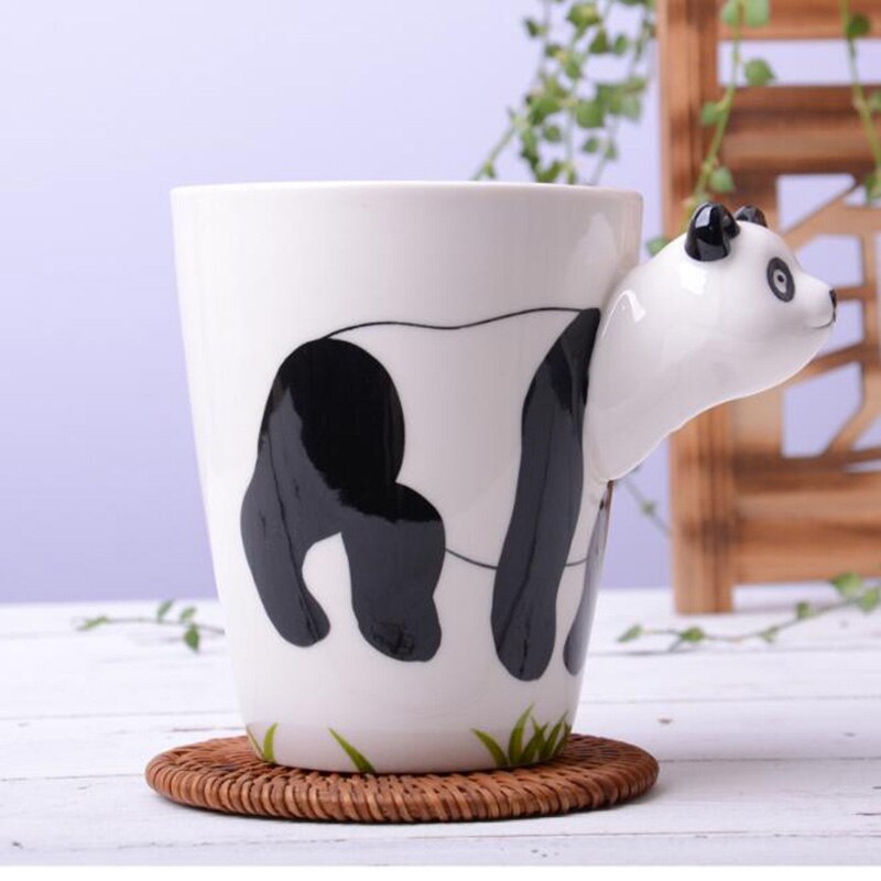 Tasse en céramique 400ml animaux de dessin animé tasse à café et lait tasse de couleur peinte à la main 3d animaux bureau maison enfant tasse: Panda