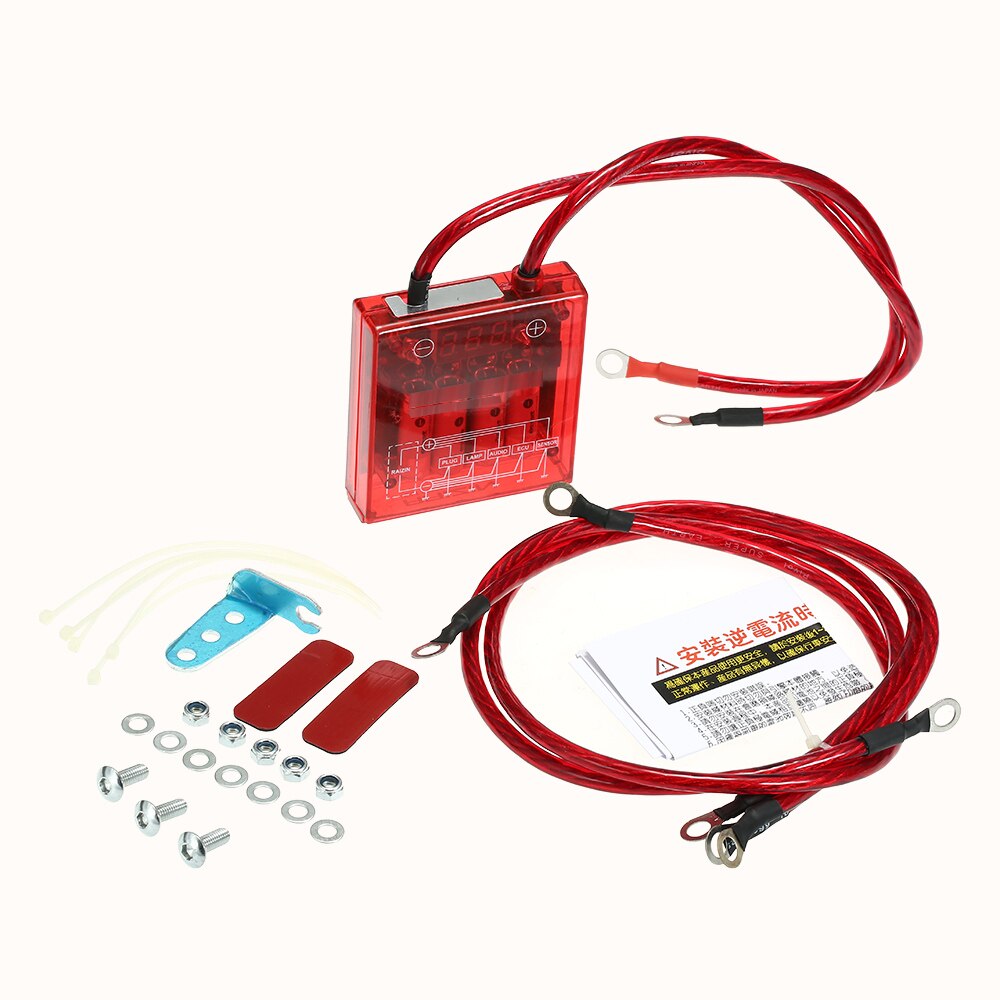 Rectificador de regulador de voltaje eléctrico Universal para coche, estabilizador de voltaje Digital con Cables de tierra, Kit de herramientas de montaje, 12V
