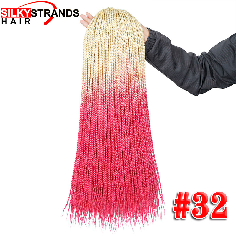 Extensiones de cabello trenzado ombré con hebras sedosas, trenzas de ganchillo sintéticas, colores grises y rubios: P1B/30 / 6 unids/lote