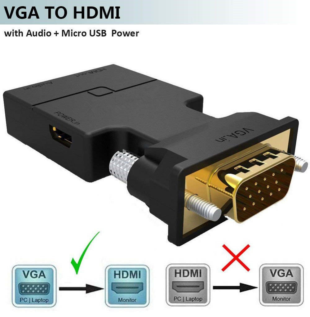 VGA naar HDMI Adapter/Converter met Audio, (PC VGA Bron out naar TV/Monitor met HDMI Connector)