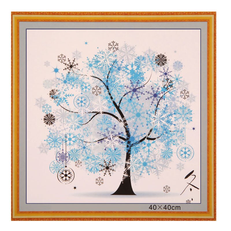 FAI DA TE Albero di Quattro Stagioni Punto Croce kit Contato Ricamo Primavera proprietà Autunno Inverno Decorativo per La Casa: Winter