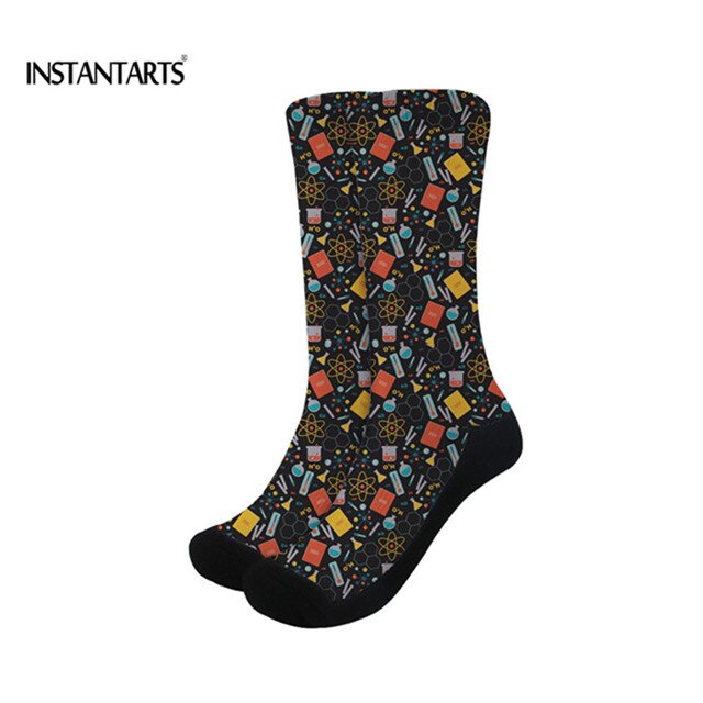 INSTANTARTS Elastic Socks Women Chemistry Printed Basketball Soccer Sport Socks Outdoor Running Fitness Socks: H8538Z79 / L