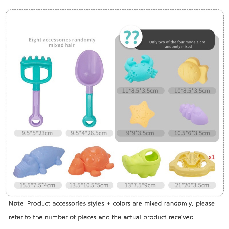 Soft Plastic Elephant Beach Toys Sand Toys for Kids Sand Bucket Rake Shovel Set Beach Turtle Crocodile Hippo Molds Toys