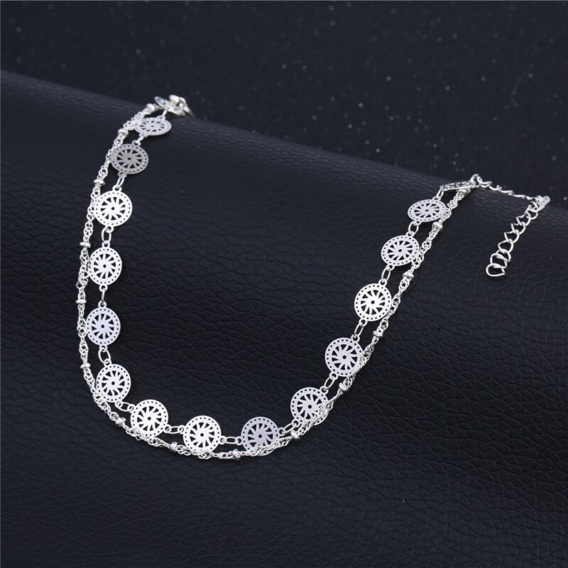 925 Sterling Silver Anklet Bracelet for Foot Jewelry Silver Female Leg Chain Summer Beach Jewelry CB159