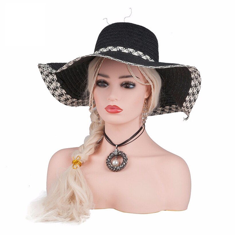 Realistic Female Mannequin Head Display Hat Wig Glasses Diamond Necklace Insertable Stand And Pins Women Model head DC496