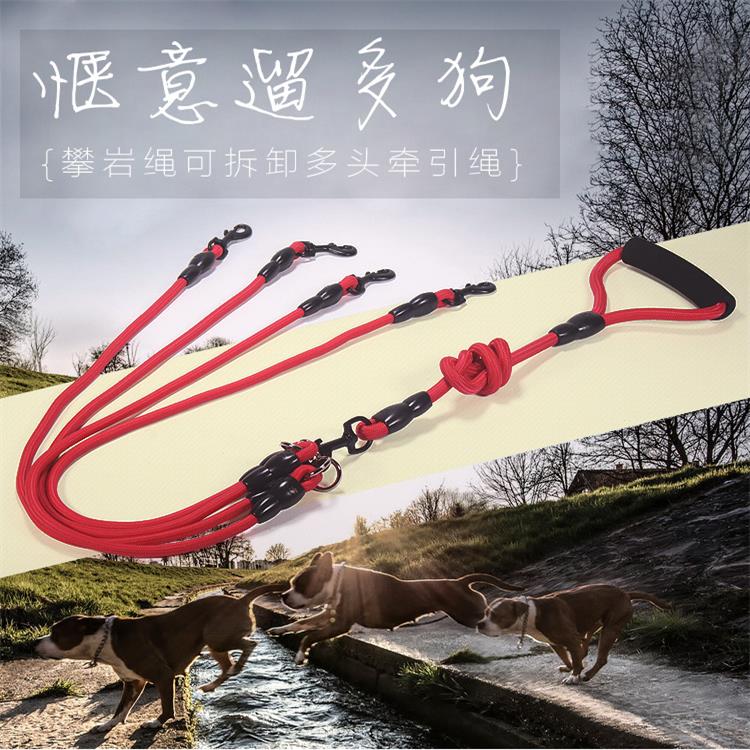 2/3/4 manier Koppelingen Pet Walking Leash Gevlochten Nylon Elastische Hond Kraag Riem Touw Dubbele Hoofd verstelbare Training Lead Harness: Red 4 Way / L